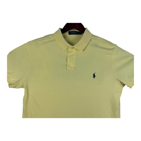 Ralph Lauren Polo Shirt Mens Large Yellow Blue Pony Preppy Smart Soft Touch Top - Picture 2 of 12